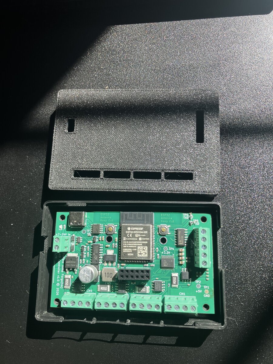 Buffalo Jump Forge LED Controller v1.0 prototype in 3D printed enclosure